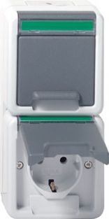Gira 2-voudig wcd randaarde + klapdeksel + tekstkader verticaal waterdicht 078530